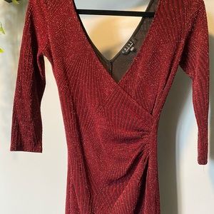 Trixxi Red Glitter Formal Short Wrap Dress